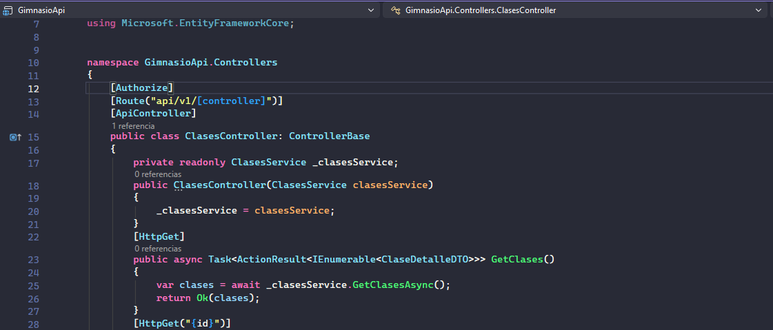 Captura de pantalla de código gym Manager- Api Rest para gestión de gimnasios loading=