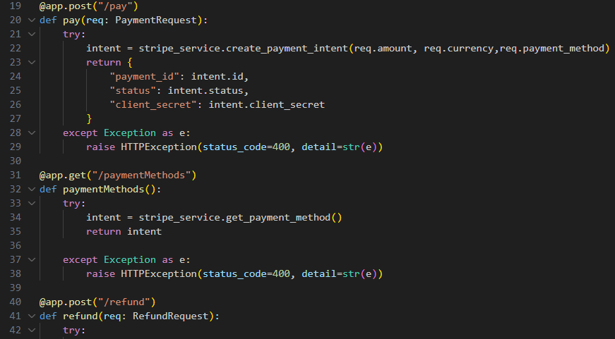 Captura de pantalla del codigo de integracion de la API